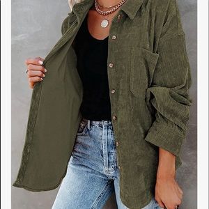 Womens Corduroy Shirts Casual Long Sleeve Button Down